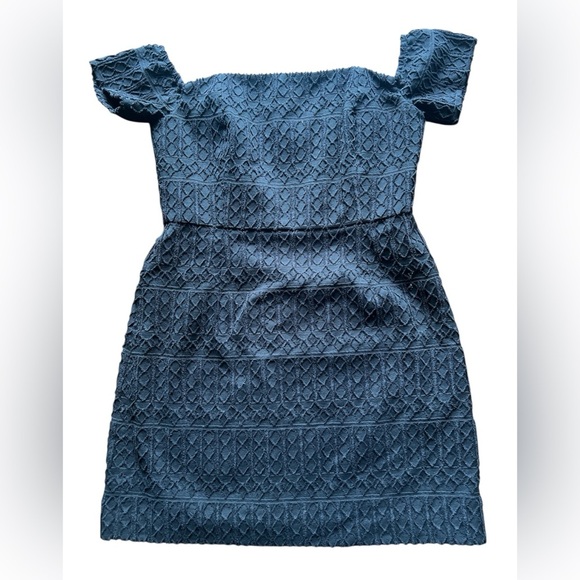 Vineyard Vines Black Off Shoulder Jacquard Cocktail Dress Women’s Size 8 NWT - Picture 2 of 7